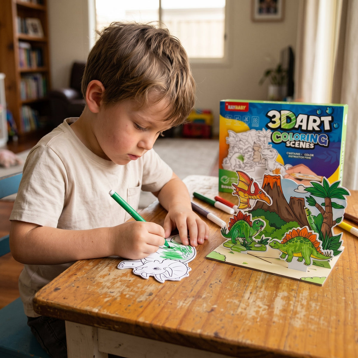 3D Pop-Up Coloring Book for Kids with Watercolour Pens