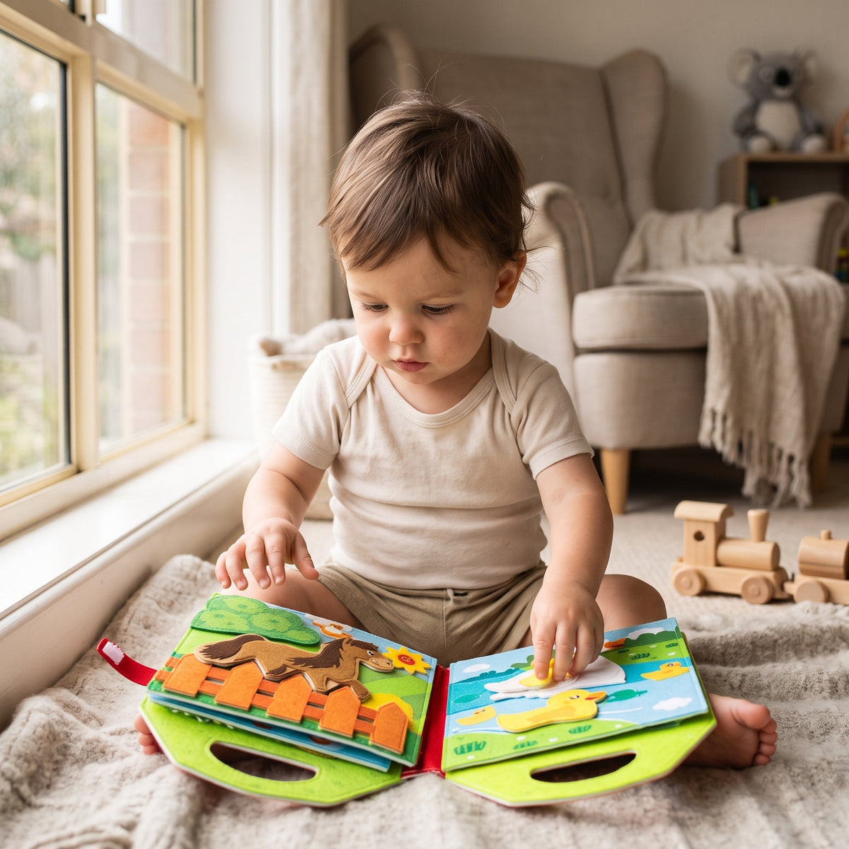 Montessori Farm Busy Book with Finger Puppets