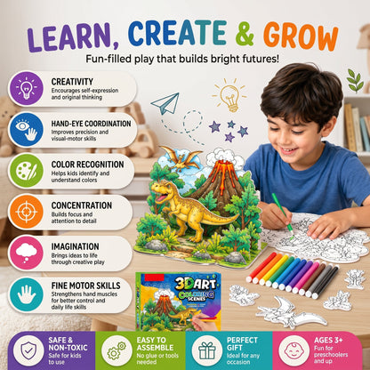 3D Pop-Up Coloring Book for Kids with Watercolour Pens