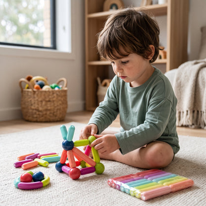 Magnetic Building Sticks & Balls Set for Kids