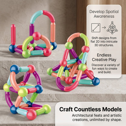 Magnetic Building Sticks & Balls Set for Kids
