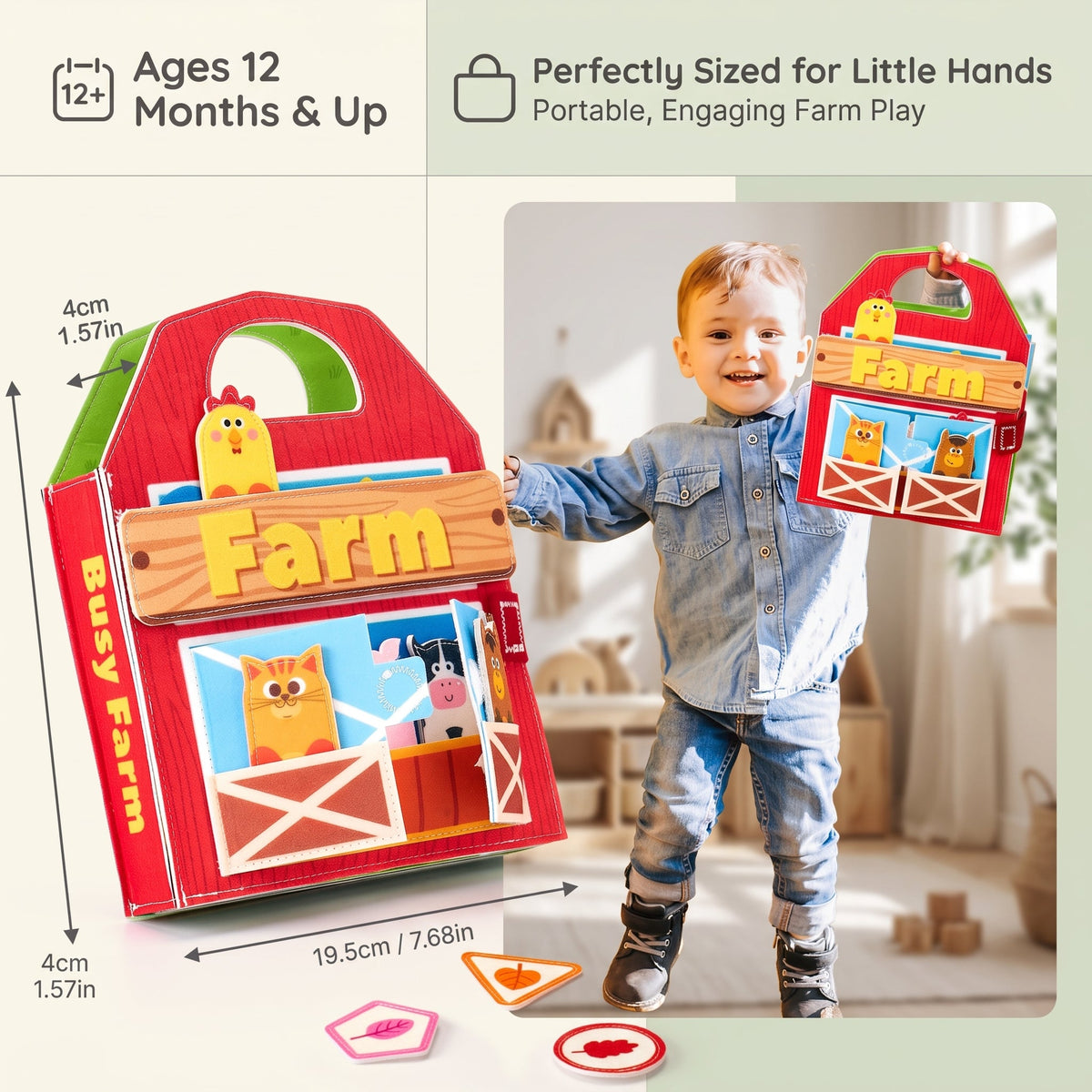 Montessori Farm Busy Book with Finger Puppets