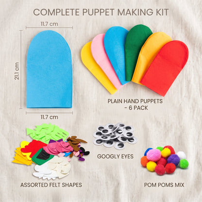 DIY Animal Hand Puppet Making Kit for Kids (6 Puppet Bases)