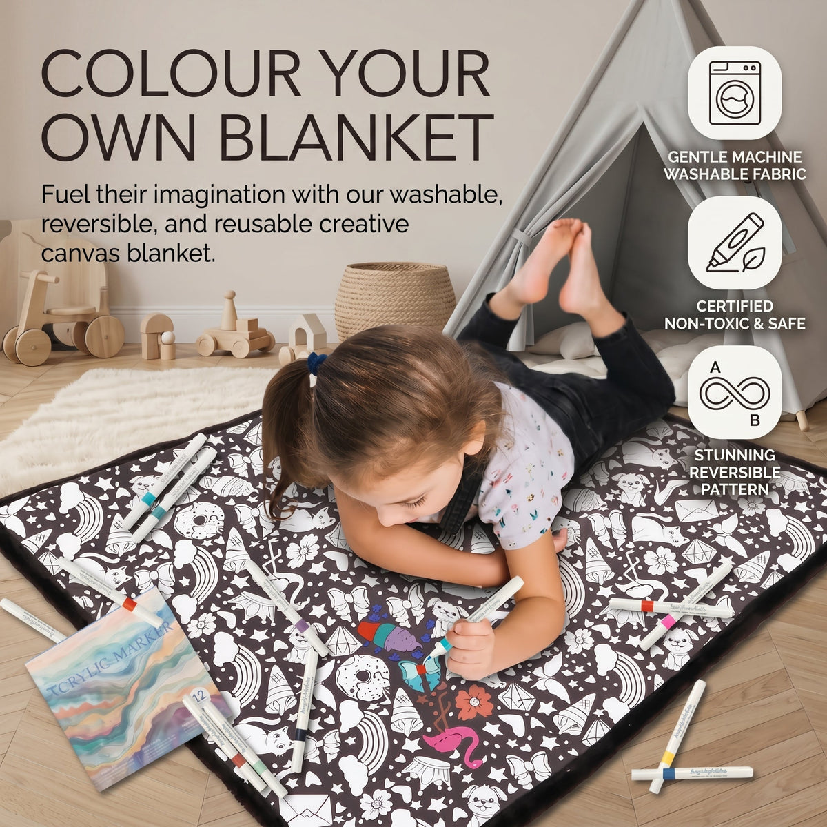 DIY Coloring Blanket with Fabric Markers