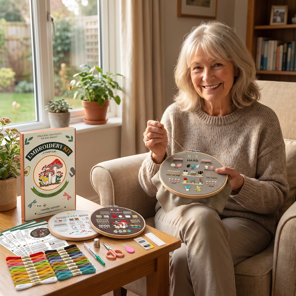 Beginner Embroidery Kit with 4 Stitch Practice Stages