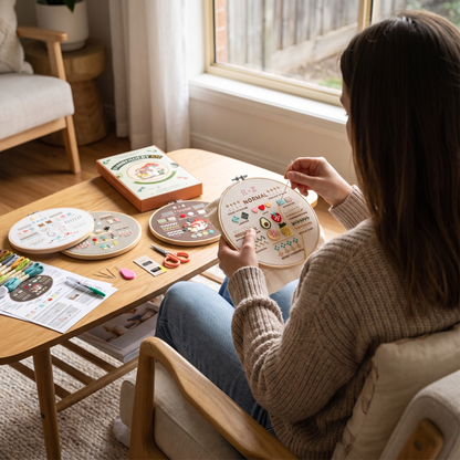 Beginner Embroidery Kit with 4 Stitch Practice Stages