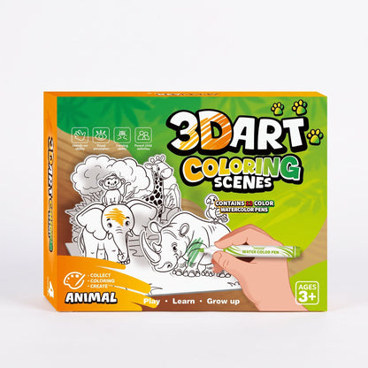 3D Pop-Up Coloring Book for Kids with Watercolour Pens