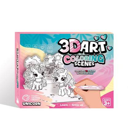 3D Pop-Up Coloring Book for Kids with Watercolour Pens
