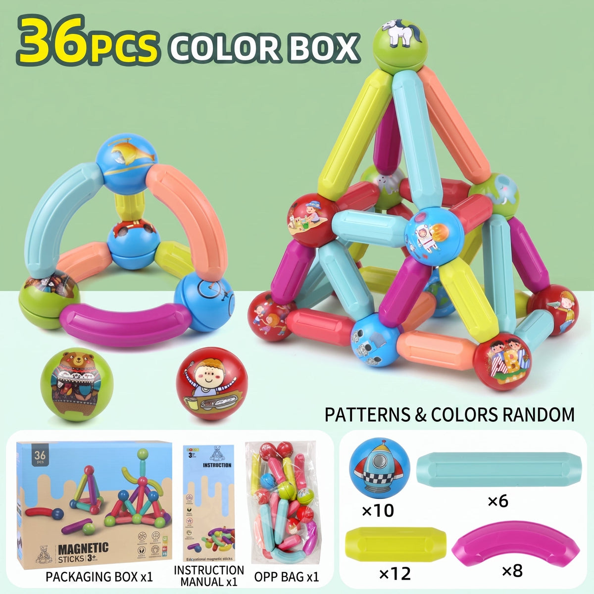 Magnetic Building Sticks & Balls Set for Kids