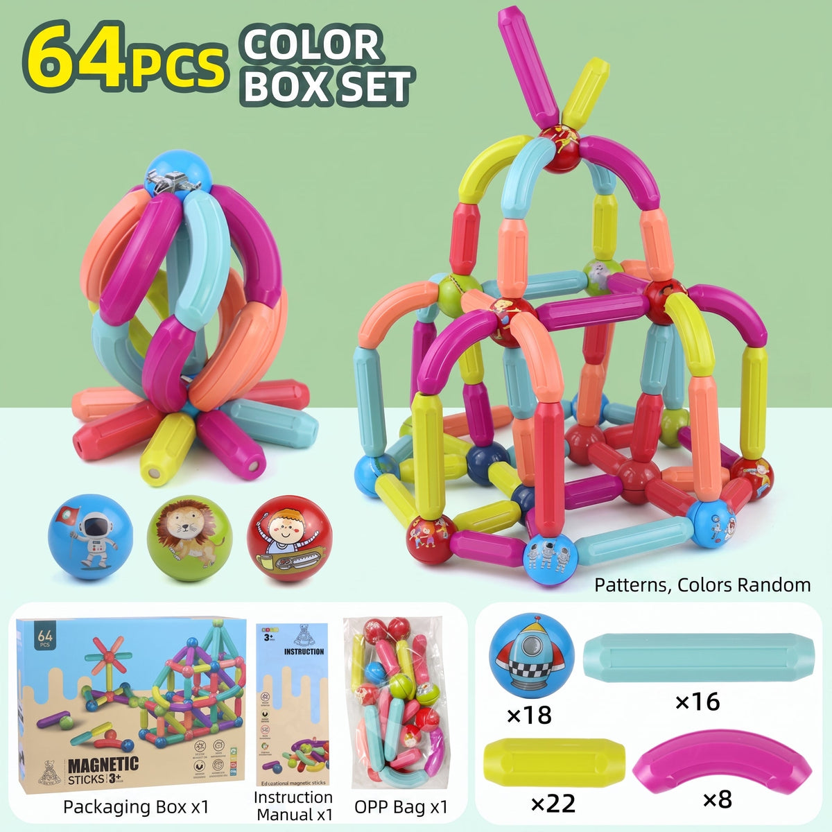 Magnetic Building Sticks & Balls Set for Kids
