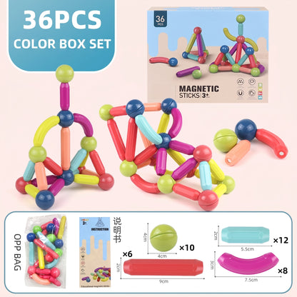 Magnetic Building Sticks & Balls Set for Kids