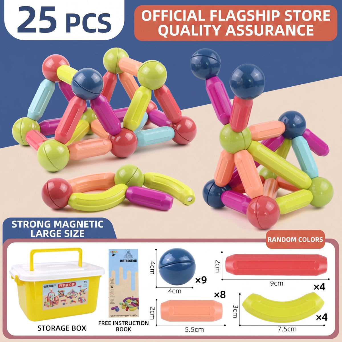 Magnetic Building Sticks & Balls Set for Kids