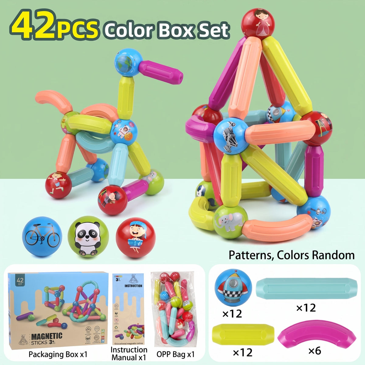 Magnetic Building Sticks & Balls Set for Kids