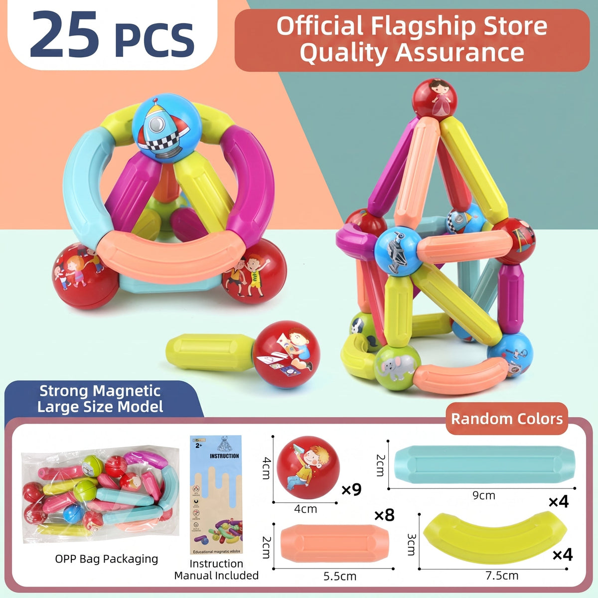 Magnetic Building Sticks & Balls Set for Kids