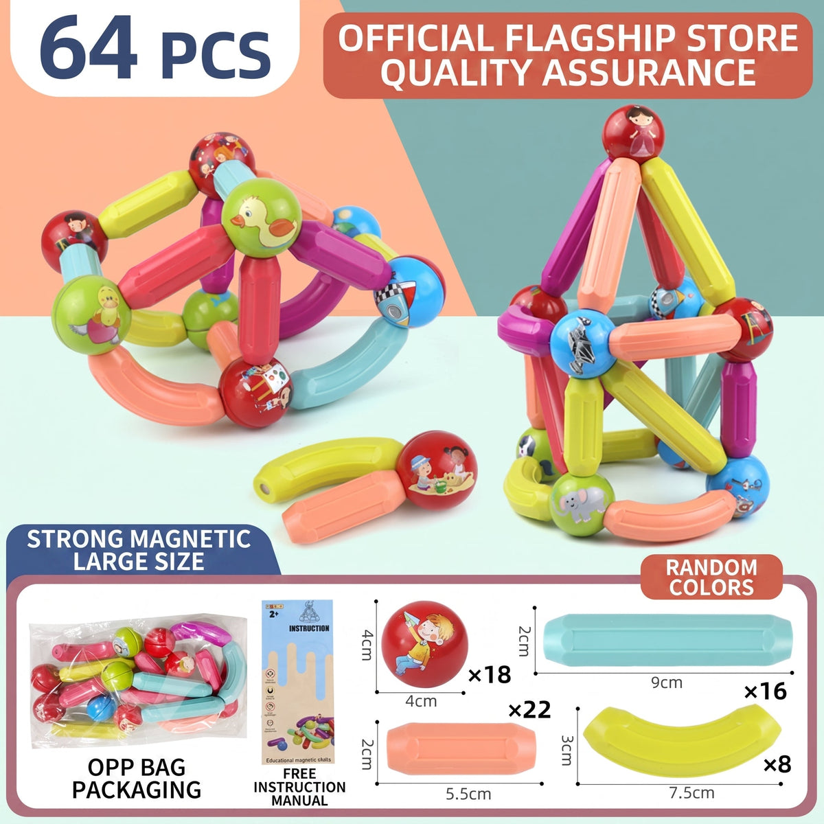Magnetic Building Sticks & Balls Set for Kids
