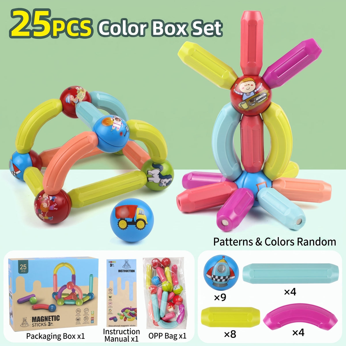 Magnetic Building Sticks & Balls Set for Kids